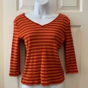 Lauren Ralph Lauren V-neck Striped Tee - EUC